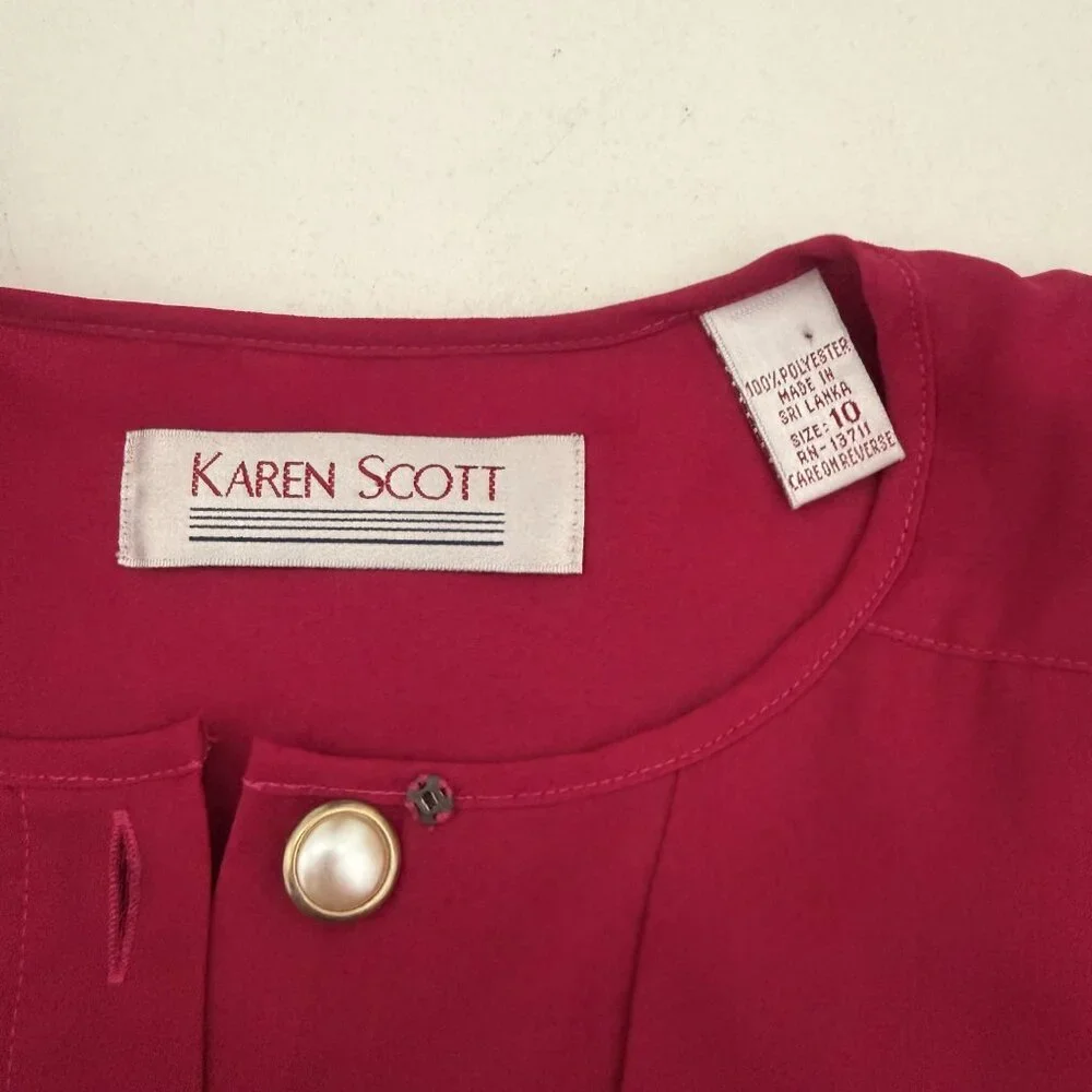 Vintage 80s NWT Karen Scott Fuchsia Blouse | Size 10 - Picture 12 of 12